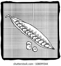 Pea on pattern background