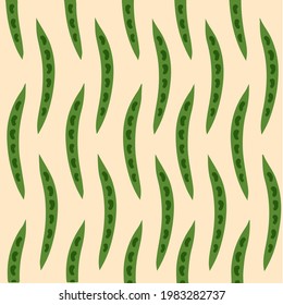 Pea Pattern Background. Social Media Post. Vegetable Vector Illustration.