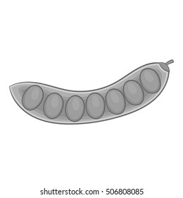Pea pod icon. Gray monochrome illustration of pea vector icon for web design