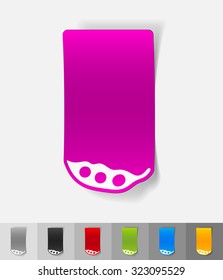 pea pod paper sticker with shadow. Vector illustration