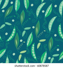 Pea pod seamless pattern in dark colors