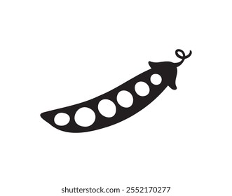 Pea pod silhouette doodle hand drawn icon. Outline drawing pea pod line clipart symbol vector illustration. Simple black Seed Pea Pod. Vector illustration