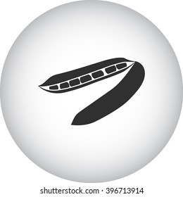 Pea pod simple icon on round background
