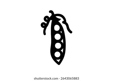 Pea Pod Vector Line Art Illustration of Fresh Green Peas for Healthy Eating