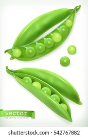 Pea Pod. Vegetable 3d Vector Icon