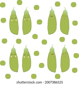 Pea pods diffferent faces. Cartoon childish pea pods boys and girls.