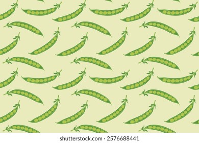 Pea pods seamless pattern. Vector illustration in pastel colors.