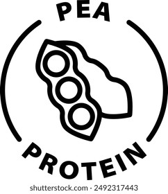 pea protein black outline icon round rounded circle badge stamp label isolated on transparent background