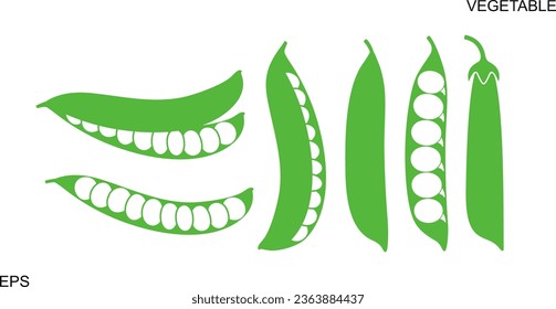 Pea set. Isolated pea on white background