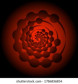 Pea espiral paisaje de espacio abstracto sobre gráficos vectores de fondo de gradiente negro y rojo
