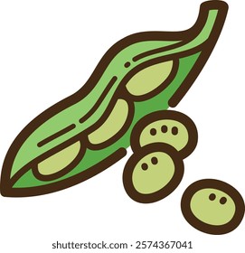 Pea vector doodle illustration and graphic