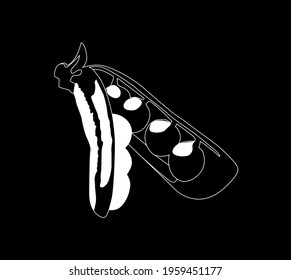 pea white on black background