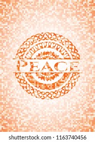 Peace abstract orange mosaic emblem