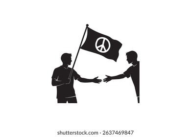 Peace Agreement Silhouette Illustration - Peace Symbol Handshake Silhouette