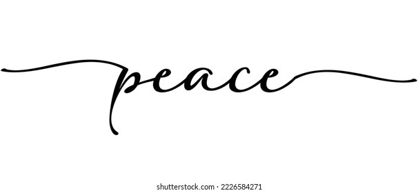 Peace antiwar kind phrase Continuous one line calligraphy Minimalistic handwriting with white background