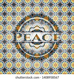 Peace arabesque style emblem. arabic decoration.