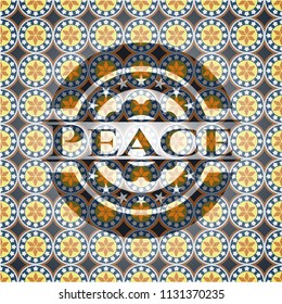 Peace arabic badge. Arabesque decoration.