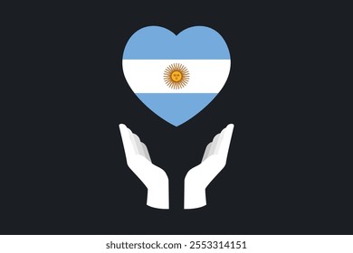 Paz para a Argentina com bandeira, Bandeira da Argentina símbolo nacional ilustração Vetor, Retângulo Argentina bandeira ilustração, Vetor plano ilustração
