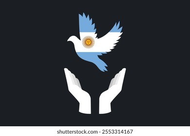 Paz para a Argentina com bandeira, Bandeira da Argentina símbolo nacional ilustração Vetor, Retângulo Argentina bandeira ilustração, Vetor plano ilustração
