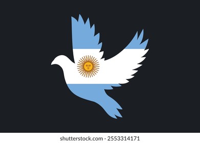 Paz para a Argentina com bandeira, Bandeira da Argentina símbolo nacional ilustração Vetor, Retângulo Argentina bandeira ilustração, Vetor plano ilustração
