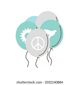 peace balloons celebration icon isolated