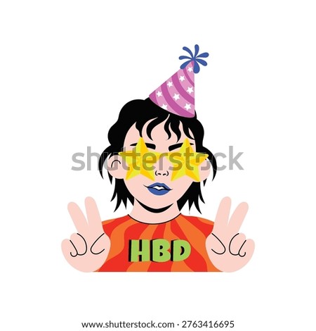 Peace Bday Flat vector Character illustration