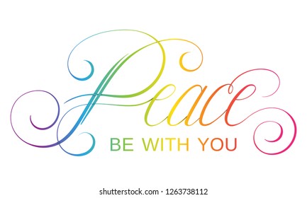 PEACE BE WITH YOU brush calligraphy banner