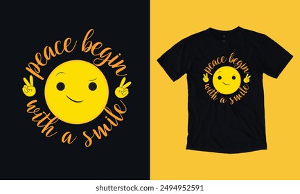 peace begin with a smile emoji t shirt design sv g free files png jpg