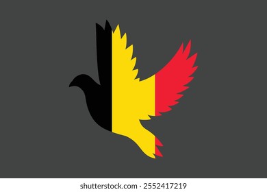 Paz para a Bélgica com bandeira, Bandeira da Bélgica símbolo nacional ilustração Vetor, Retângulo Bélgica bandeira ilustração, Vetor plano ilustração
