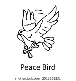 Peace bird icon in doodle style