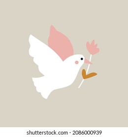 peace bird illustration flat and bohemian design