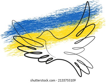 Peace bird on the background of the stylized flag of Ukraine