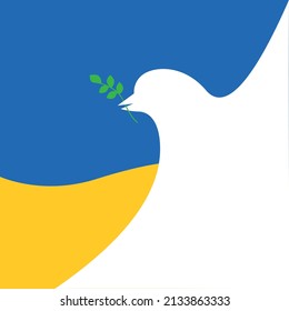 Peace bird on a yellow-blue background, Ukrainian flag, Symbol of peace and freedom, support for Ukraine, minimalistic illustration