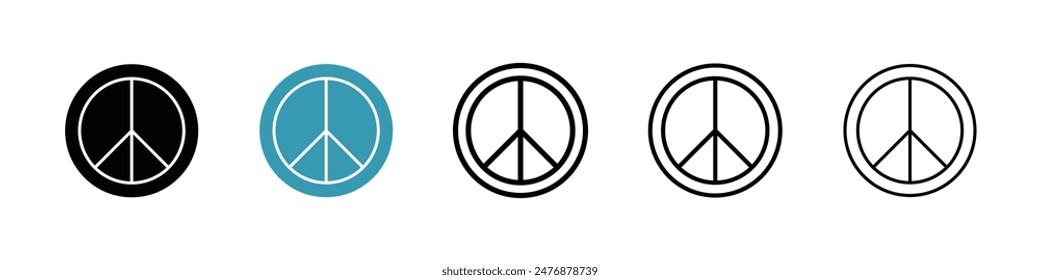 Peace black liner icon collection