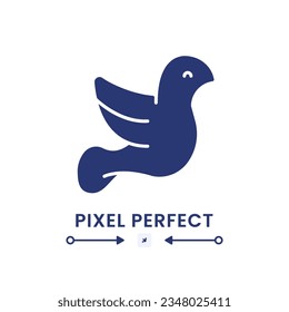 Peace black solid desktop icon. Nonviolence movement. Nonprofit organization. Religious charity. Pixel perfect, outline 2px. Silhouette symbol on white space. Glyph pictogram. Isolated vector image
