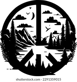 Peace - Black and White Isolated Icon - Vector illustration