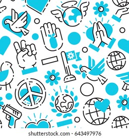 Peace blue love world freedom international free care hope seamless pattern vector illustration