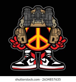 peace boy soldier mascot logo