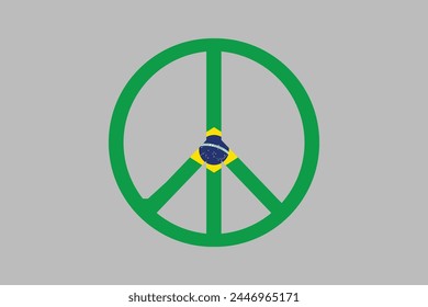 Peace for Brazil with flag, Brazilian National Flag, EPS Vector Illustration, Flag of the Federative Republic of Brazil, Illustration of the Brazil flag
