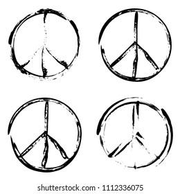 Peace brush symbol. Peace grunge style. Peace ink icon.