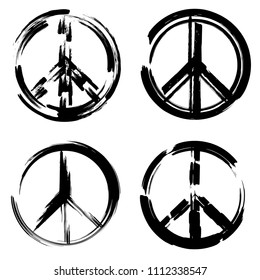 Peace brush symbol. Peace grunge style. Peace ink icon.