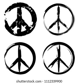 Peace brush symbol. Peace grunge style. Peace ink icon.