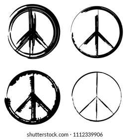 Peace brush symbol. Peace grunge style. Peace ink icon.