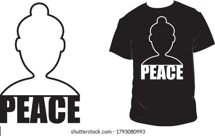 Peace buddha t-shier design vector art and illustration