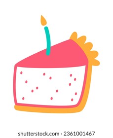 Peace Of Cake With Candle Vector Illustration