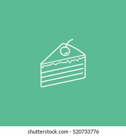 Peace Of Cake Line Icon On Green Background