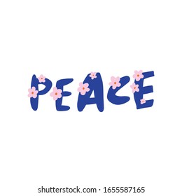 Peace calligraphy phrase. Hand drawn design elements. Unique handwritten lettering. Vector EPS clip art design