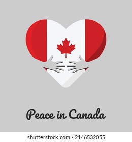 Peace in Canada heart hug. Canada heart with hugging arms vector illustration