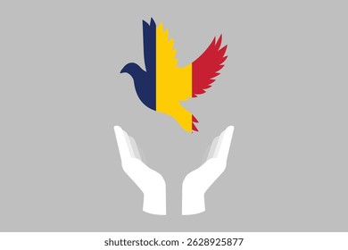 Peace for Chad with flag, Flag of Chad national country symbol illustration Vector, Rectangle Chad flag illustration, Flat vector illustration
