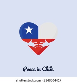 Peace in Chile heart hug. Chile heart with hugging arms vector illustration